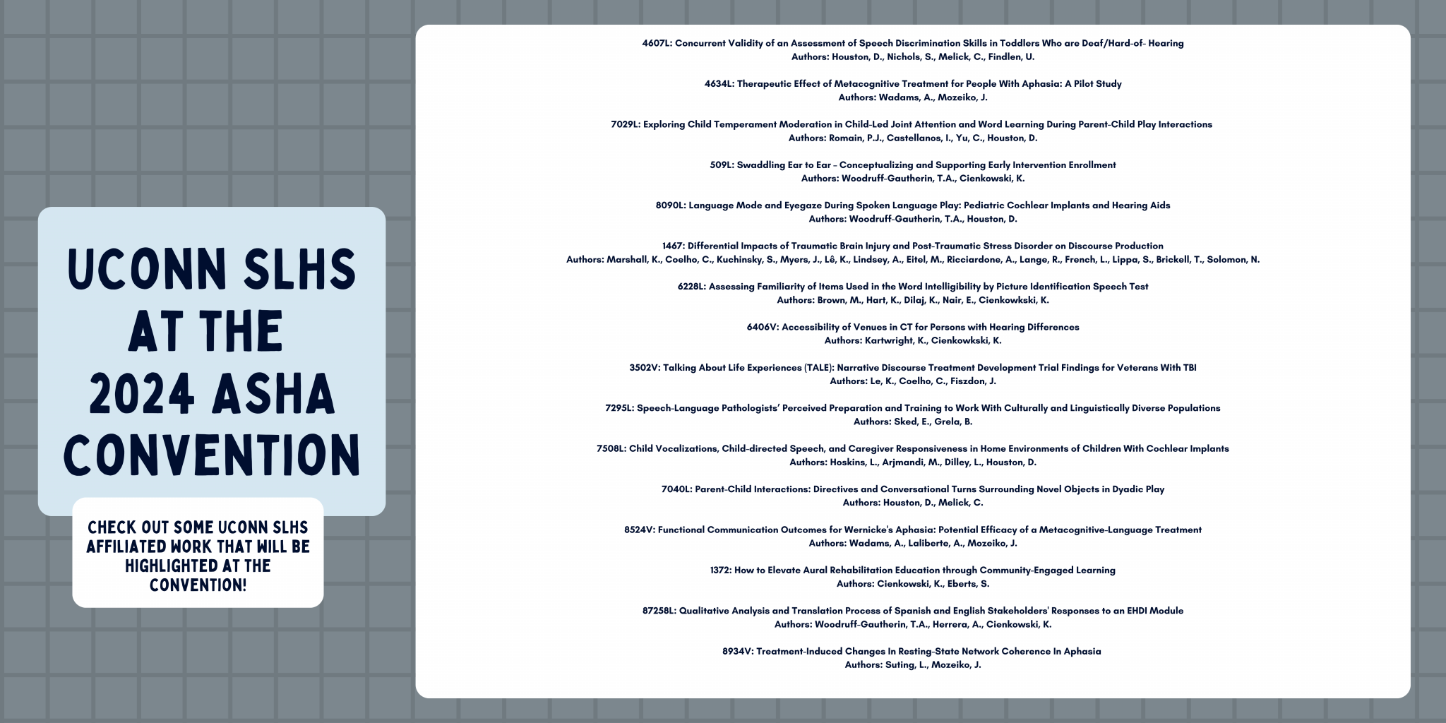 UConn SLHS at the 2024 ASHA Convention Department of Speech, Language