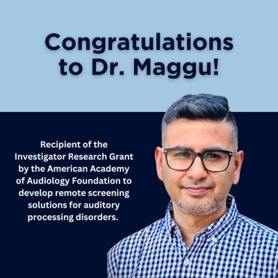 Graphic congratulating Dr. Maggu for his award.